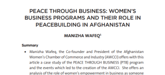 Peace Through Business: Women’s Business Programs and Their Role in Peacebuilding in Afghanistan