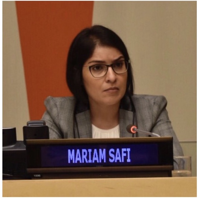 Mariam Safi, DROPS Director, briefs the UN General Assembly Side Meeting 25 Sept 2019