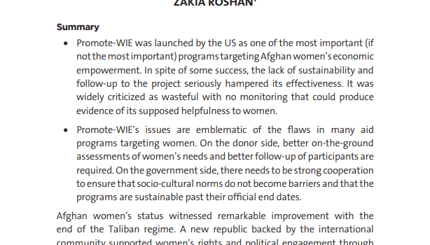Promote: A Case Study of Women’s Economic Empowerment Program in Afghanistan