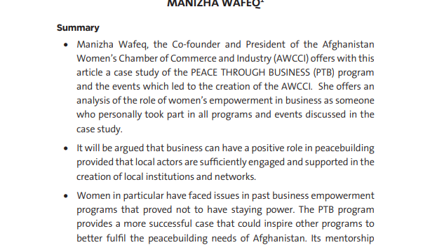 Peace Through Business: Women’s Business Programs and Their Role in Peacebuilding in Afghanistan