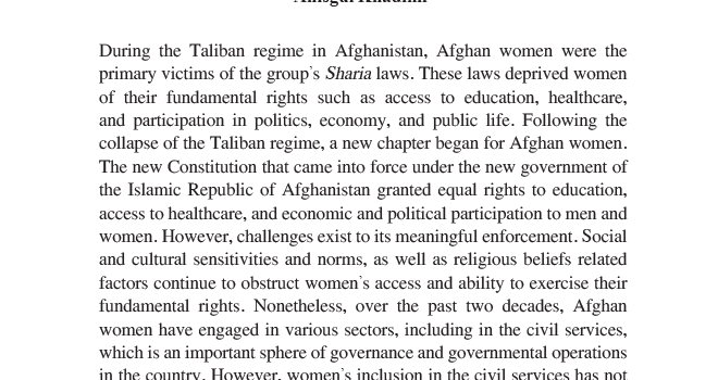 Women’s Inclusion in Afghanistan’s Civil Services
