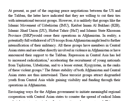Afghanistan and Central Asia: A Regional Approach to Counter Radical Islam