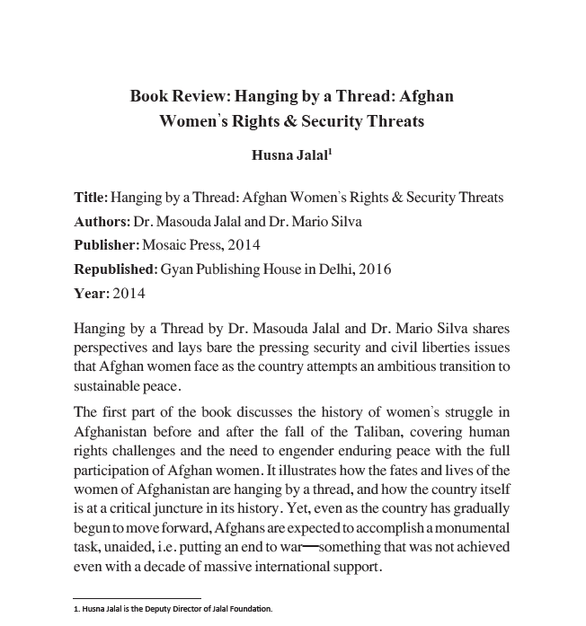 Book Review: Hanging by a Thread: Afghan Women’s Rights & Security Threats