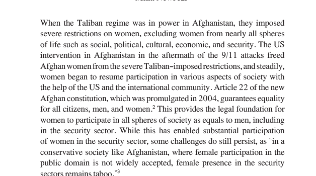 Afghan Women’s Achievements in the Security Sector Post-2001