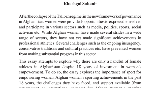 Afghan Women in Sports: Achievements, Challenges, and Opportunities