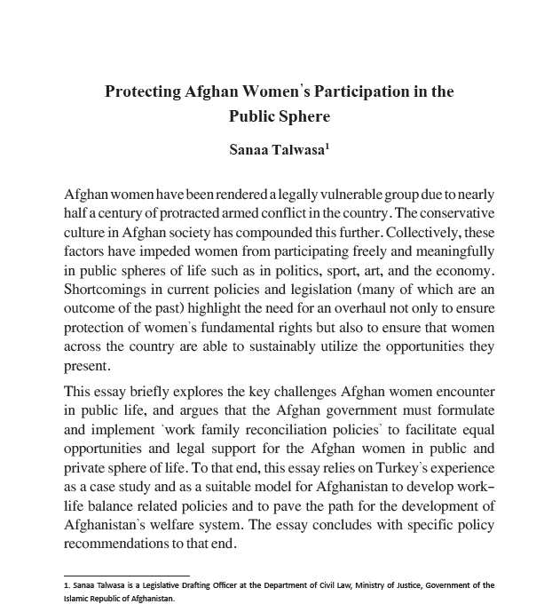 Protecting Afghan Women’s Participation in Public Sphere